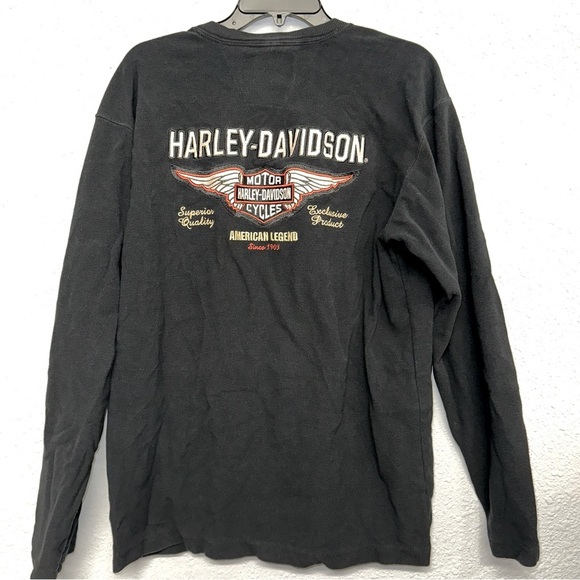 Men’s long sleeve Harley Davidson Henley thermal shirt sz M